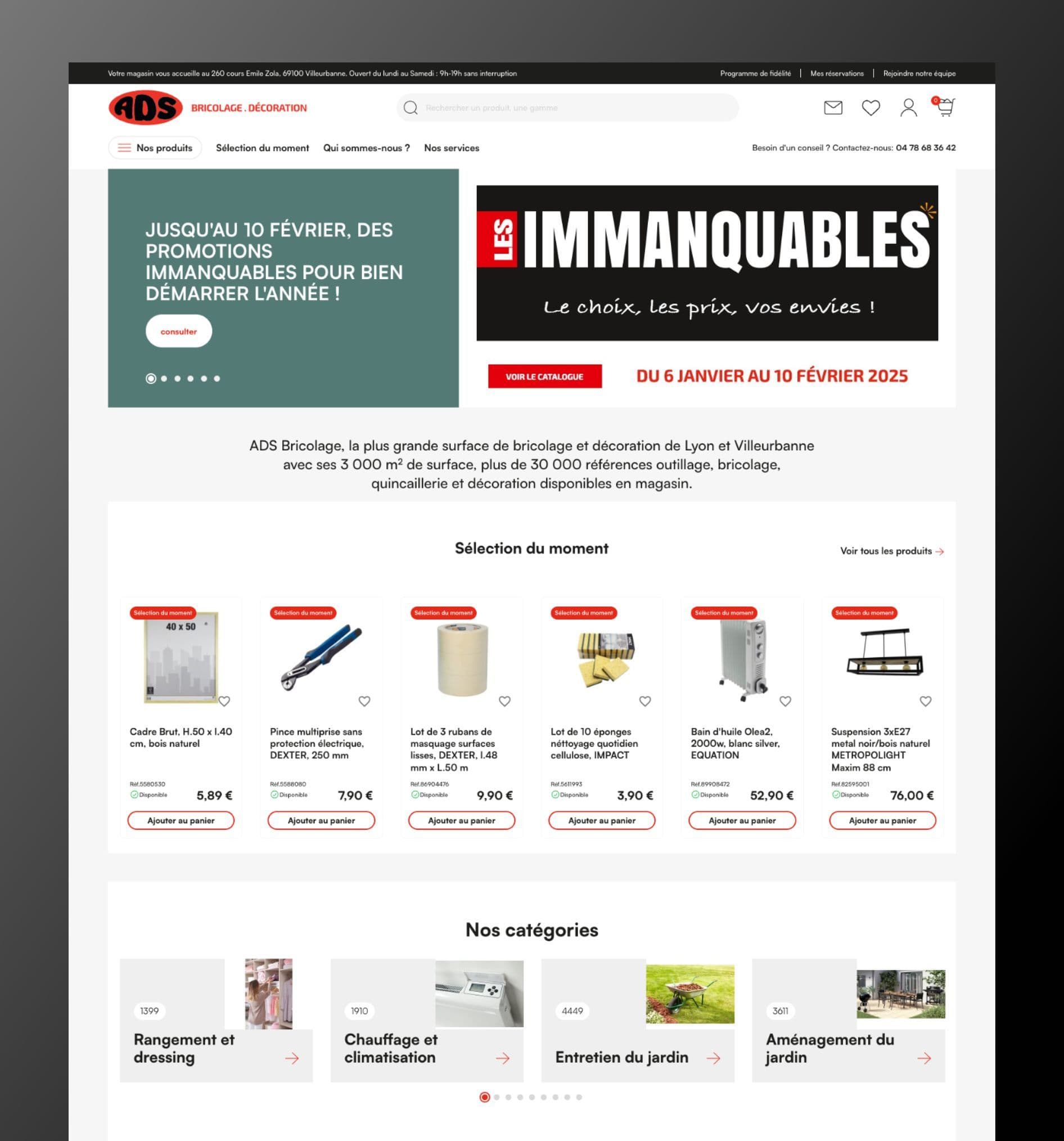 Second écran du site ADS Bricolage