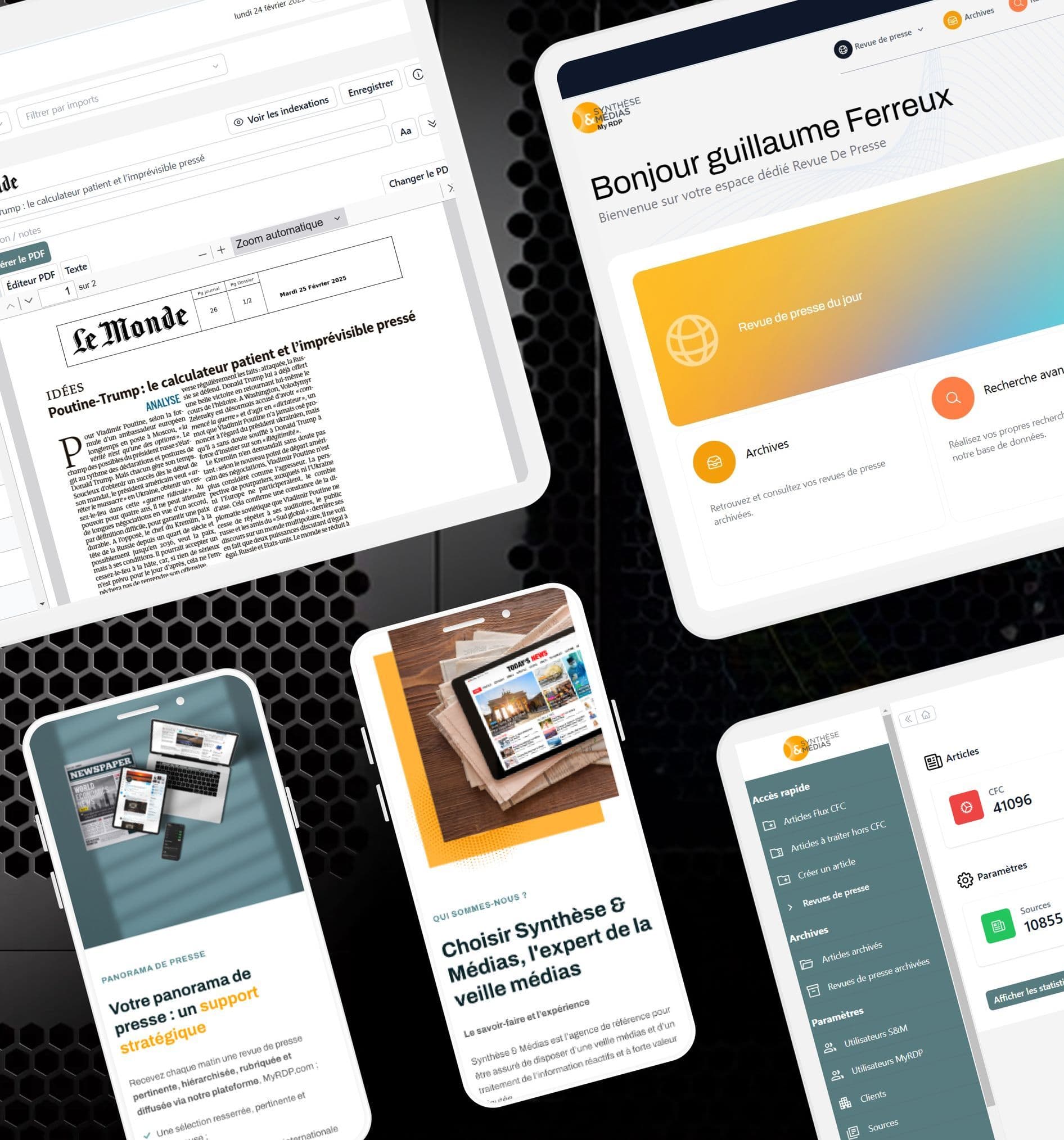 Second écran de la plateforme Synthèse et Médias