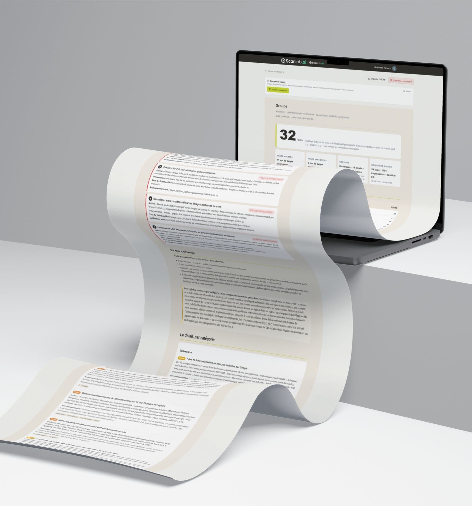 Second écran de la plateforme ScanLab